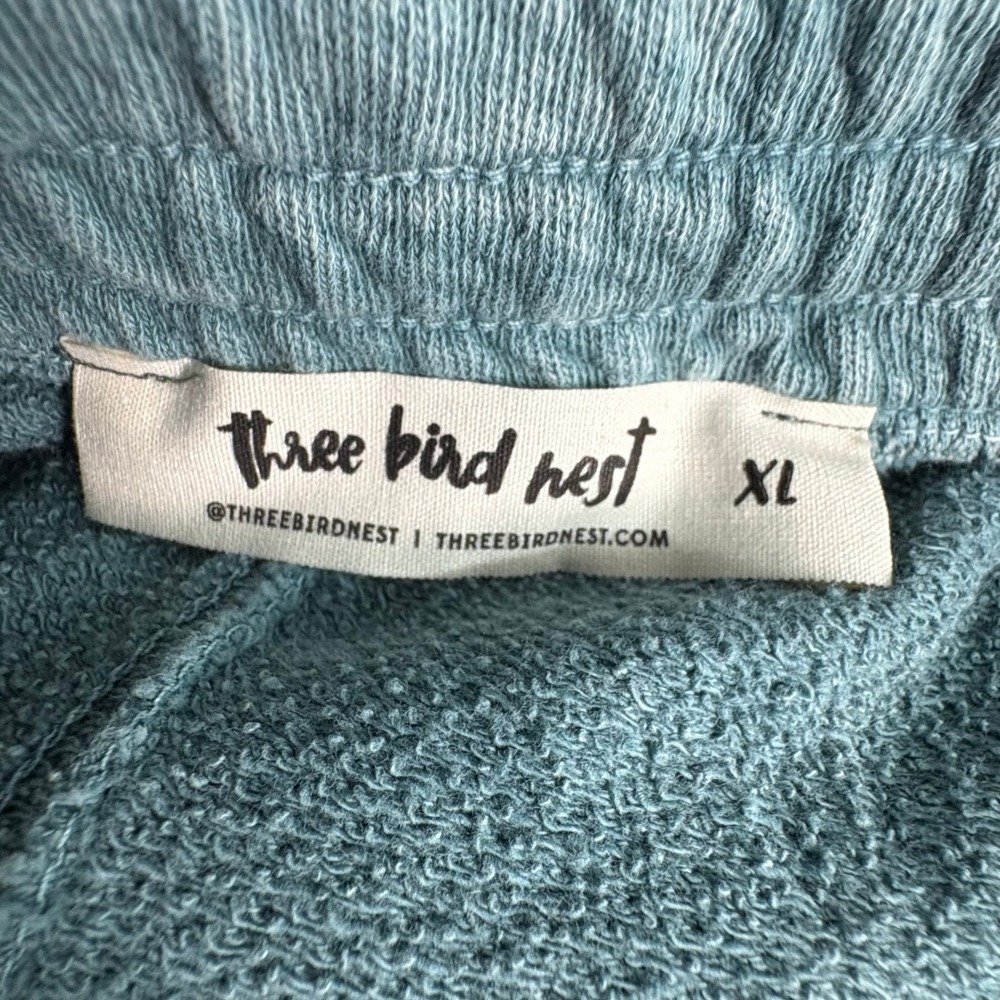 Three Bird Nest Teal Green Wide Leg Lounge Pants Raw Hem XL High Rise Boho - Picture 6 of 7